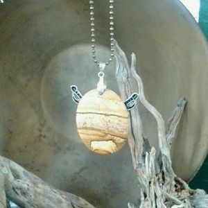 Crystal Tortoise Accessories - Natural Jasper silver pirate necklace Crystal Tortoise Accessories - Natural Jasper silver pirate necklace